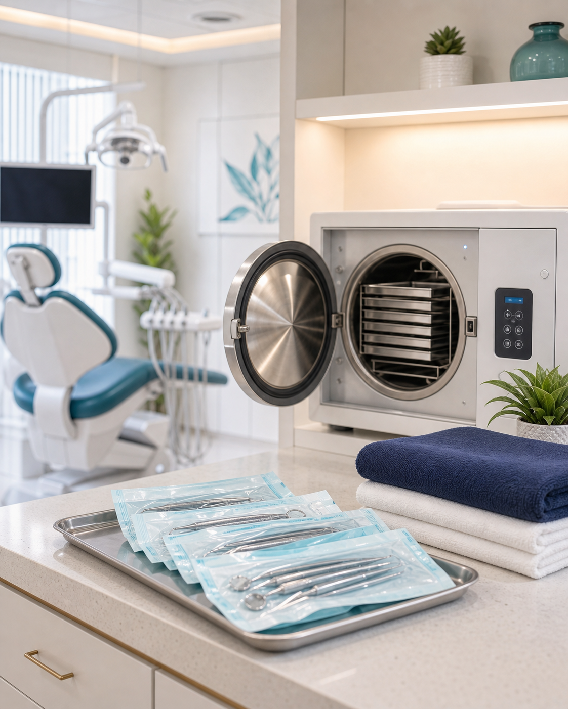 Modern dental sterilization area and comfortable clinic environment